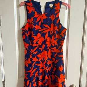 Sleeveless J.Crew blue dress with orange flowers